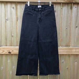 J. Crew Rayner Wide Leg Jeans Size 27 Black Cropped High Rise Stretch E5603